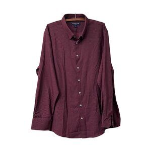 Mizzen Main Mens Burgundy Polkadot Leeward Trim Fit Long Sleeve Button Shirt 2XL